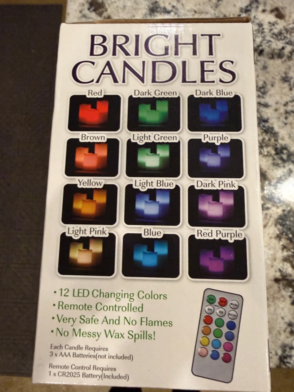 Flameless Color-Changing LED Candles - Purple/Blue/Yellow - Picture 2 of 3